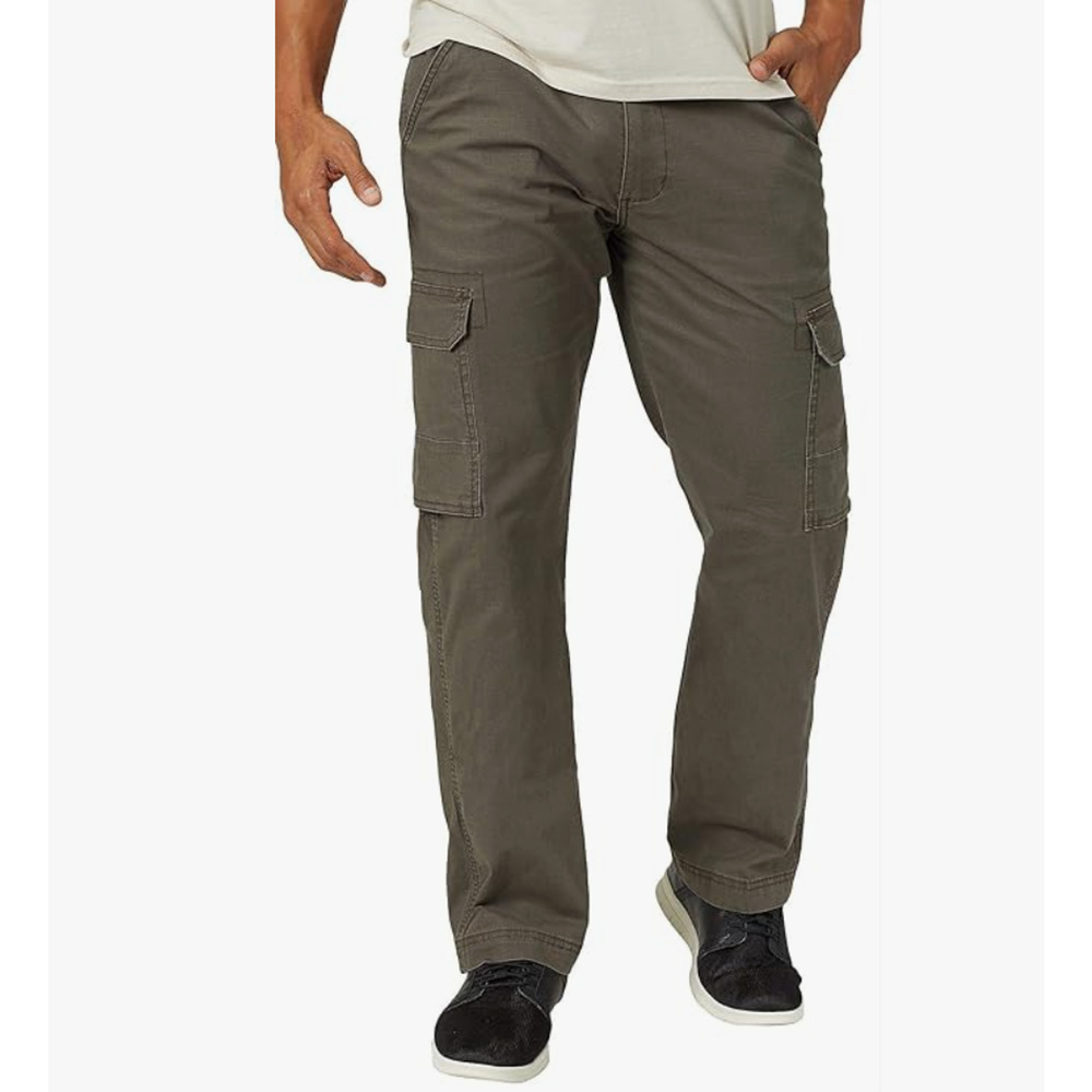 Wrangler Men's Twill Cargo Pants Olive Drab 42x30 Relaxed Fit Stretch